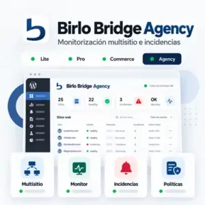 Birlo Bridge Agency · monitorización multisitio e incidencias